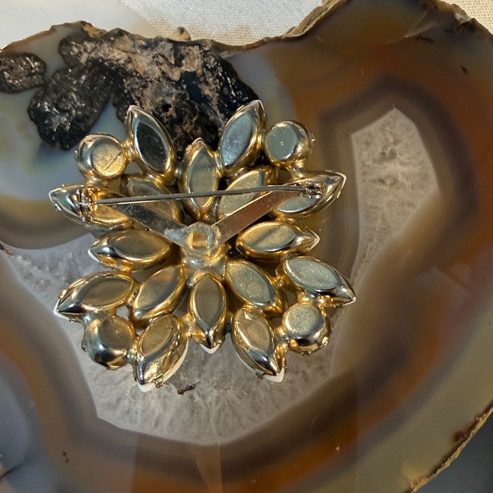 Vintage Milk glass White & AB Iridescent Brooch GUC 2” - Picture 2 of 11